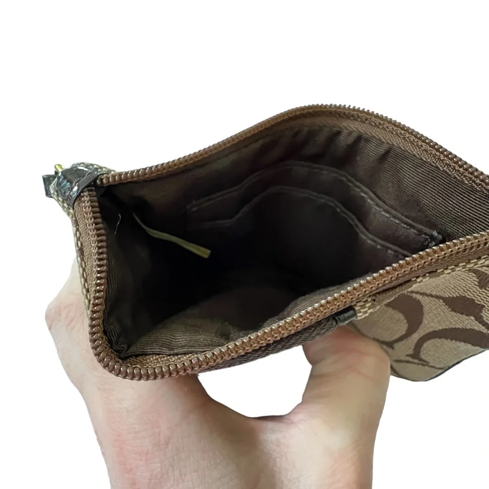 Coach Wristlet Dark Brown Logo